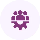Teamwork gear icon in purple