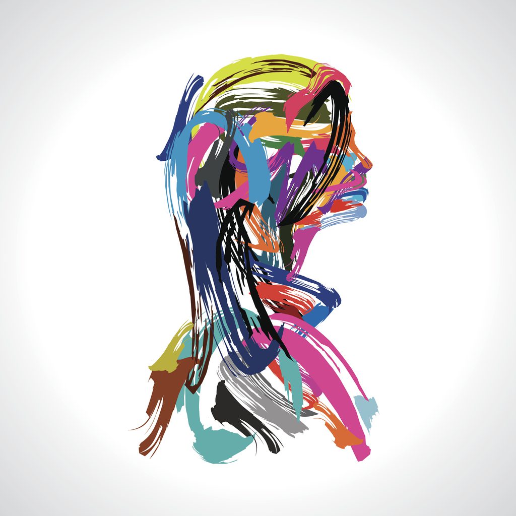 Colorful abstract portrait silhouette
