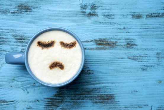 Coffee with a sad face design